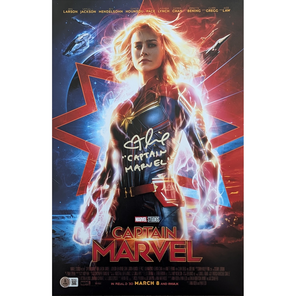 Brie Larson Signed Mini-Poster #1 (11x17) in silver