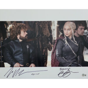 Emilia Clarke & Peter Dinklage Signed Game Of Thrones Dual w Character Names - 16x20