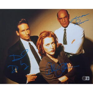 David Duchovny, Gillian Anderson, and Mitch Pileggi Autographed Photo #1 (11x14)