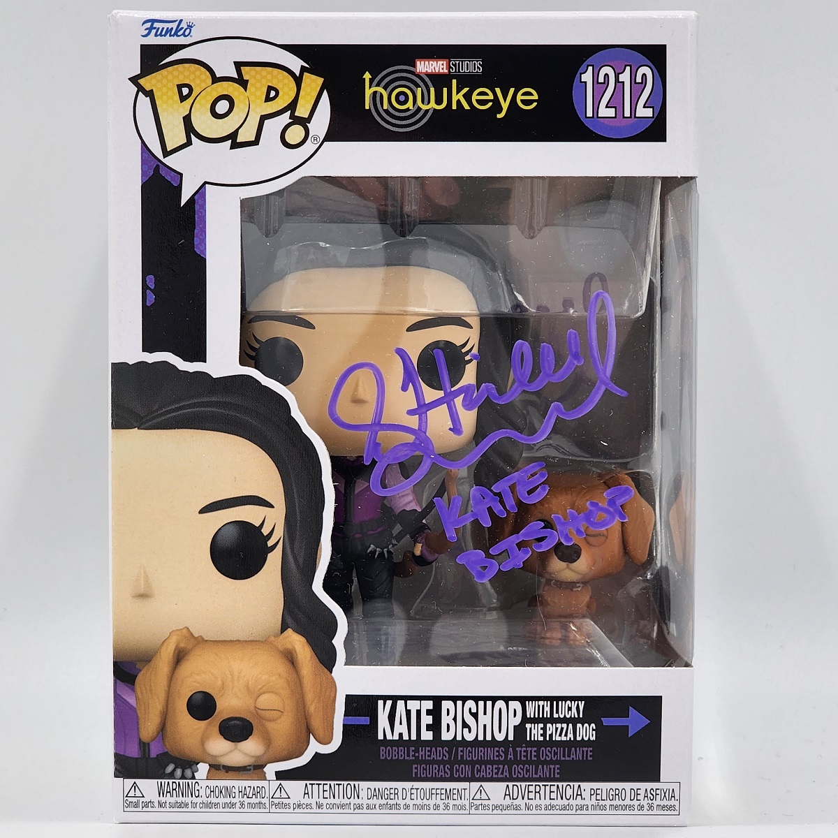 Hailee Steinfeld Autographed Kate Bishop and Lucky Funko (1212) w Kate Bishop Character Name