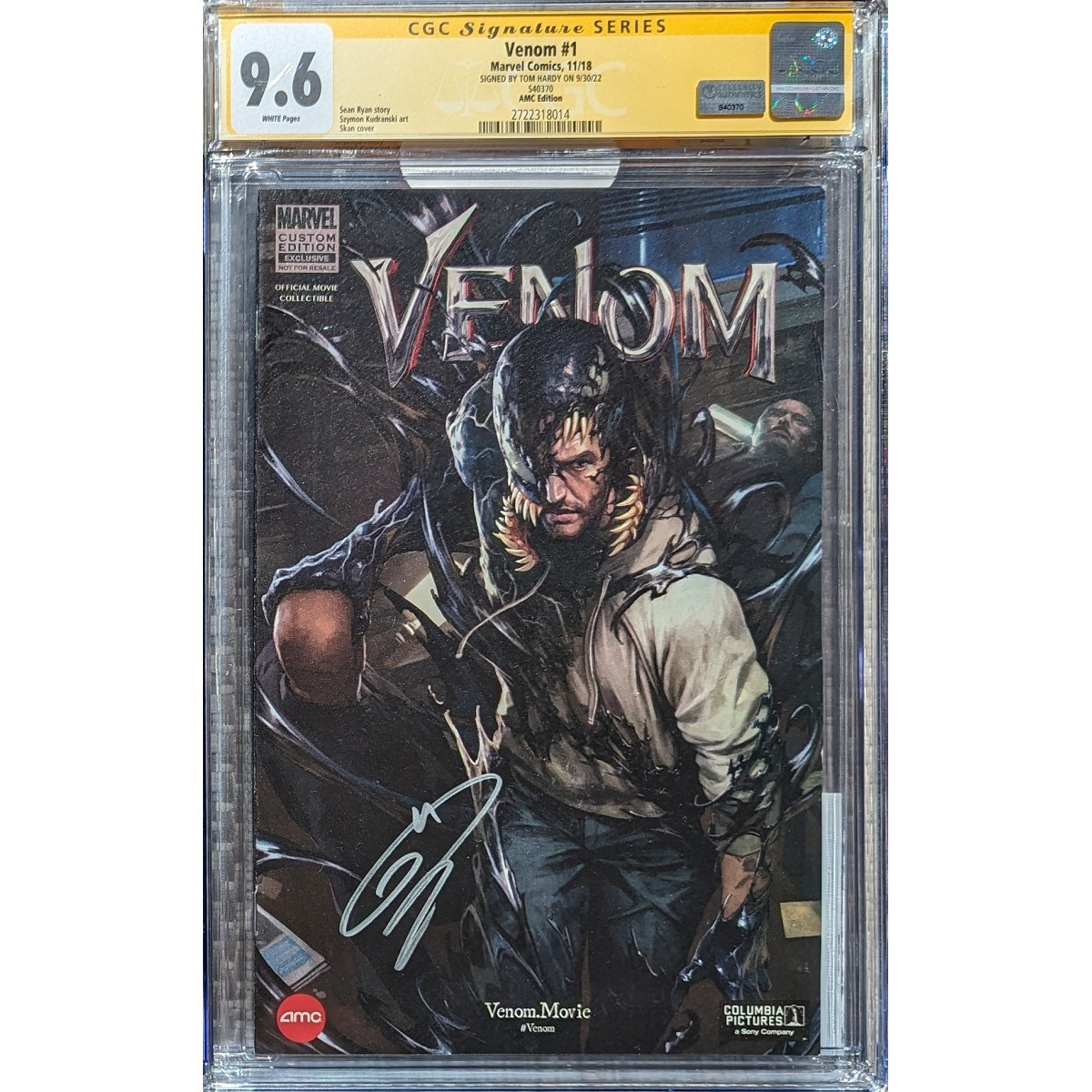Venom #1 AMC movie variant__CGC 9.6 SS__Signed by Tom Hardy - Twin
