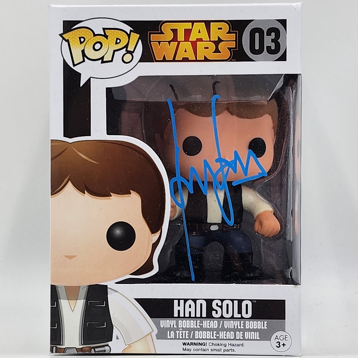 Harrison Ford Autographed Han Solo Funko (03) in Blue