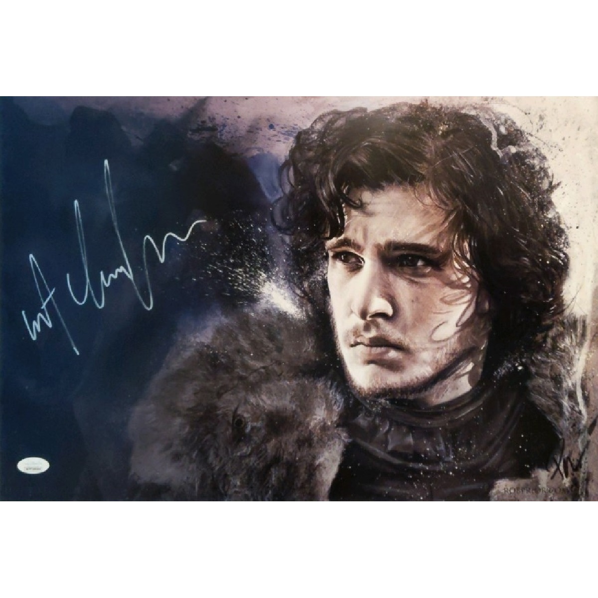 Kit Harington Autographed/Signed Game of Thrones 18x60 Banner House Stark 