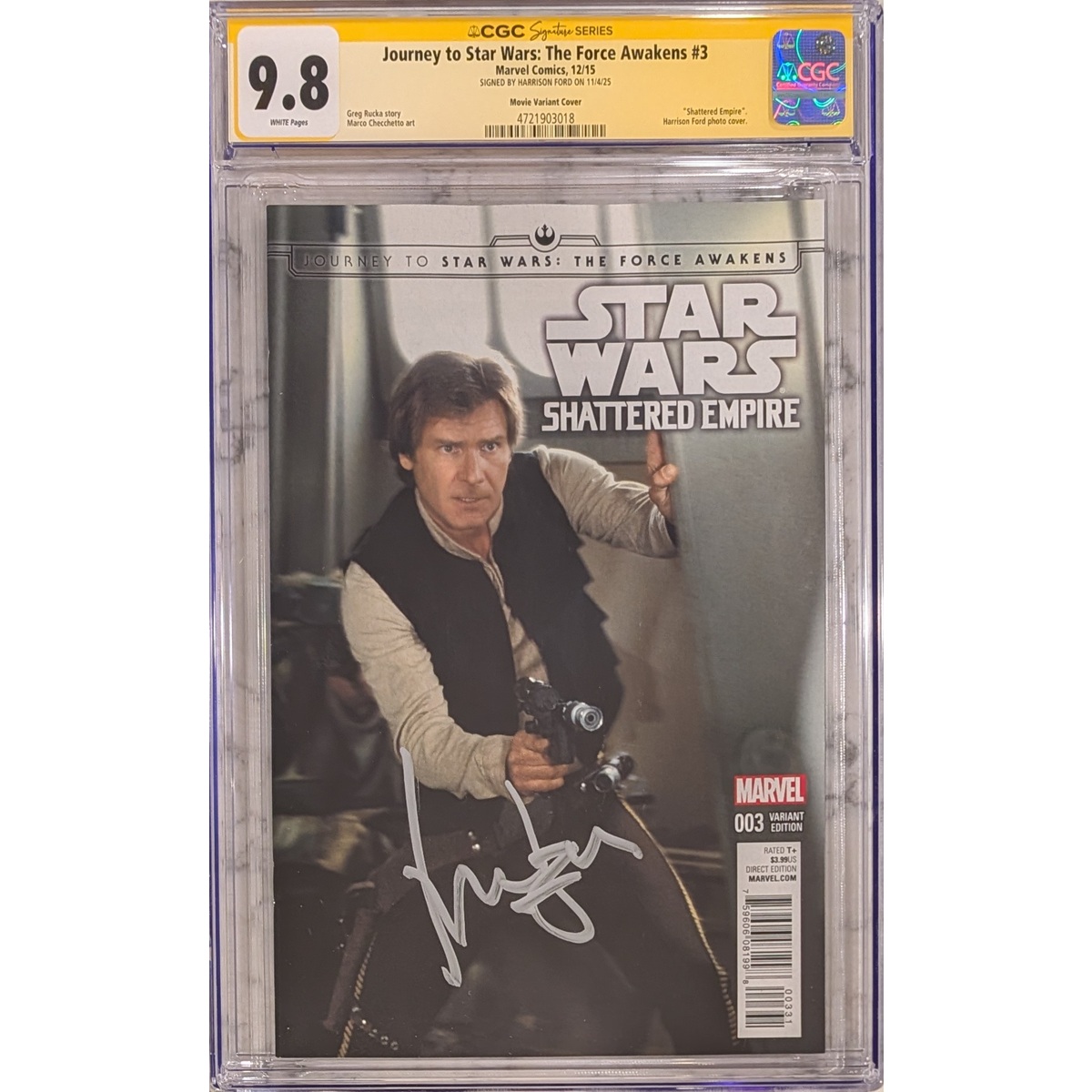 Journey to Star Wars Force Awakens #3 CGC 9.8 Signed by Harrison Ford