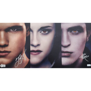 Taylor Lautner & Robert Pattinson Signed Triple photo #1 - 10x20