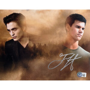 Taylor Lautner Signed Dual Photo #2 w/ BAS (8x10)