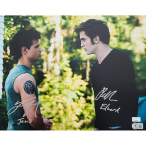 Robert Pattinson and Taylor Lautner signed Dual photo #1 w Character Names - 11x14