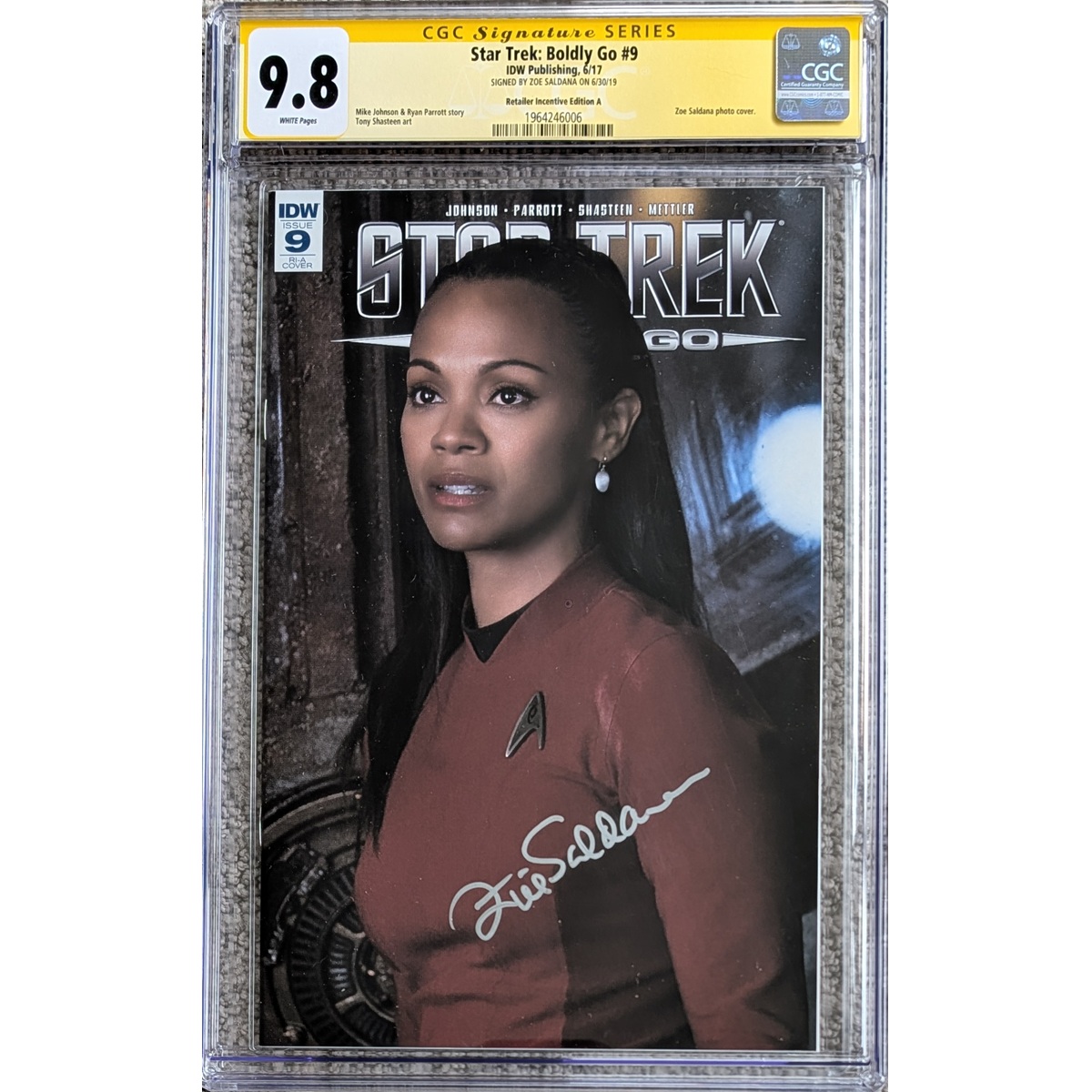 Star Trek Boldly Go #9 CGC 9.8 SS Zoe Saldana