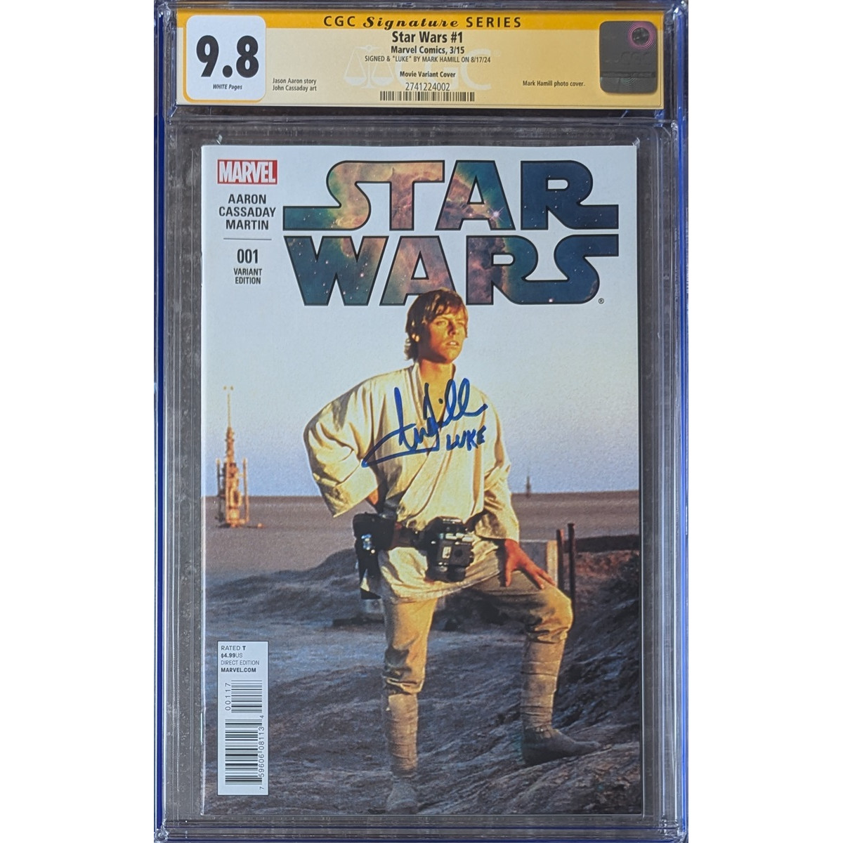 Star Wars #1 Movie Variant__CGC 9.8 SS__Signed by Mark Hamill w