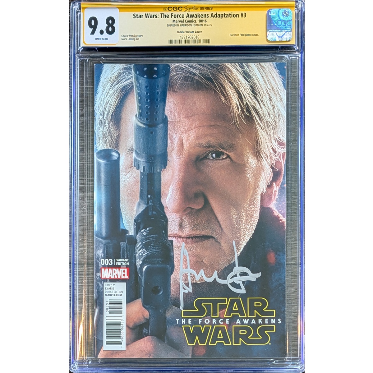 Star Wars Force Awakens #3 CGC 9.8 SS Harrison Ford
