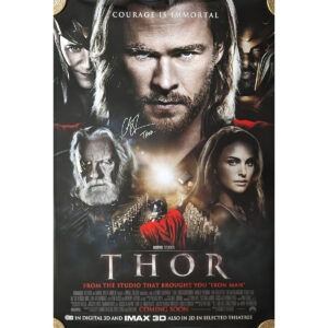 Chris Hemsworth signed Thor poster w/ "Thor" inscription
