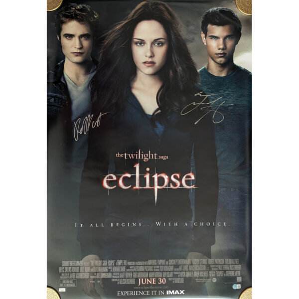 Twilight Eclipse 27x40 Poster Signed By Robert Pattinson and Taylor Lautner